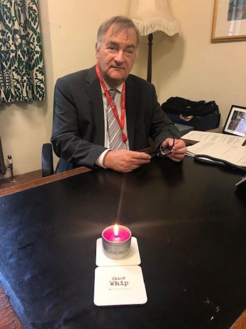 Lighting the Holocaust Memorial candle