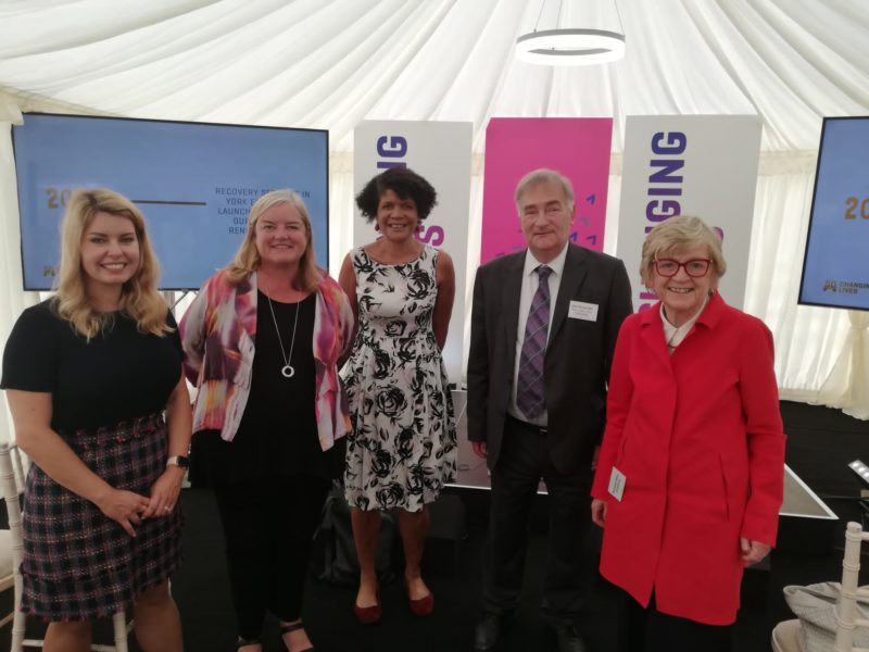 At the official opening of Changing Lives’ 1-4 Bentinck Terrace with Kim McGuinness, Baroness Casey, Chi Onwurah MP and Baroness Armstrong